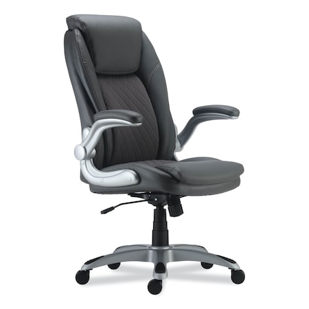 Alera Alera Leithen Bonded Leather Midback Chair, Supports Up to 275 lb, Gray Seat/Back, Silver Base ALELT4219
